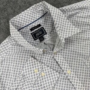 Jos A Bank Button Down Shirt XXL White Blue Floral Tailored Fit Mens